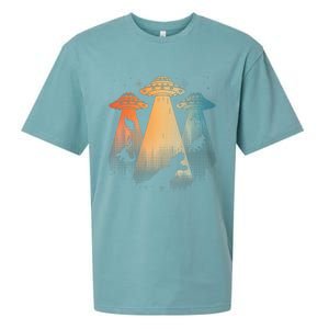 Cool Dinosaur For Women Ufo Alien Abduction Dinosaur Sueded Cloud Jersey T-Shirt