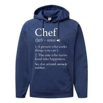 Chef Definition Funny Line Saying Cook Cooking Gifts Chefs Performance Fleece Hoodie