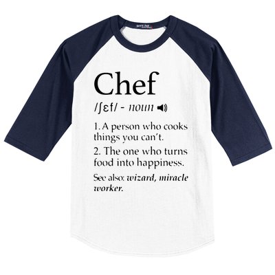 Chef Definition Funny Line Saying Cook Cooking Gifts Chefs Baseball Sleeve Shirt