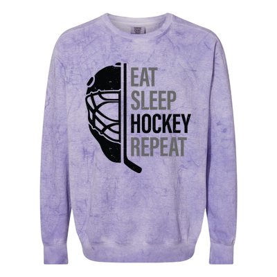 Christmas Design For Hockey Lovers Eat Sleep Hockey Repeat Funny Gift Colorblast Crewneck Sweatshirt