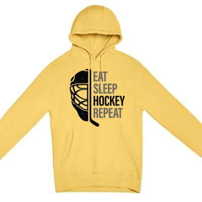 Christmas Design For Hockey Lovers Eat Sleep Hockey Repeat Funny Gift Premium Pullover Hoodie