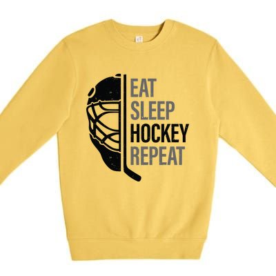 Christmas Design For Hockey Lovers Eat Sleep Hockey Repeat Funny Gift Premium Crewneck Sweatshirt