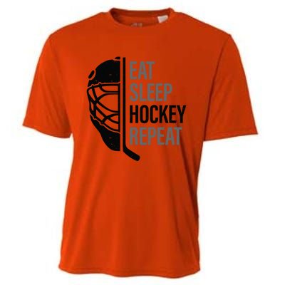 Christmas Design For Hockey Lovers Eat Sleep Hockey Repeat Funny Gift Cooling Performance Crew T-Shirt