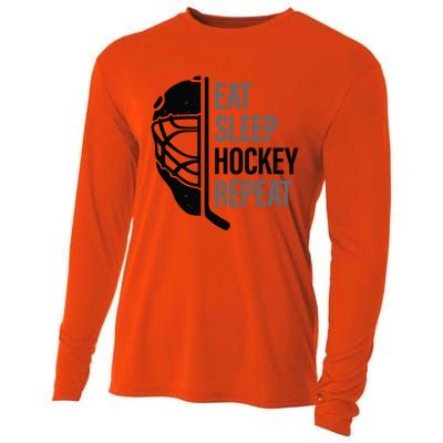 Christmas Design For Hockey Lovers Eat Sleep Hockey Repeat Funny Gift Cooling Performance Long Sleeve Crew