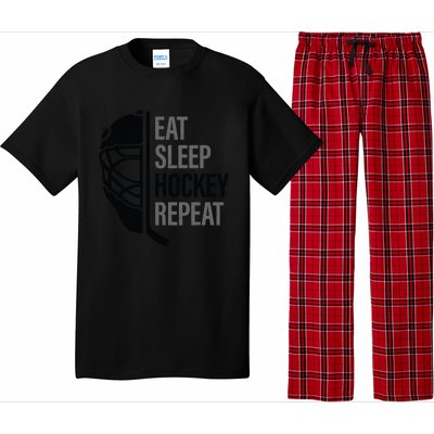 Christmas Design For Hockey Lovers Eat Sleep Hockey Repeat Funny Gift Pajama Set