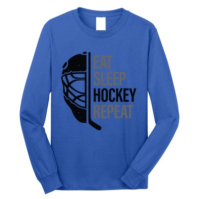 Christmas Design For Hockey Lovers Eat Sleep Hockey Repeat Funny Gift Long Sleeve Shirt