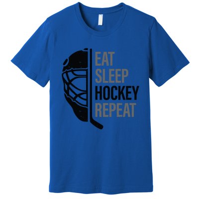 Christmas Design For Hockey Lovers Eat Sleep Hockey Repeat Funny Gift Premium T-Shirt