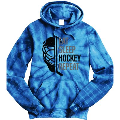 Christmas Design For Hockey Lovers Eat Sleep Hockey Repeat Funny Gift Tie Dye Hoodie