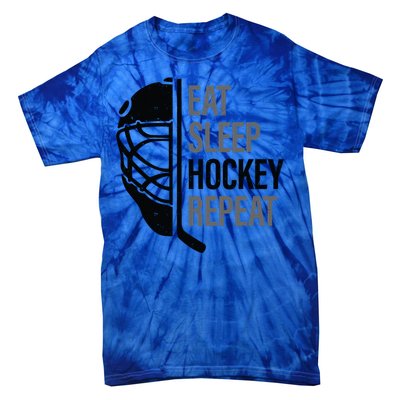 Christmas Design For Hockey Lovers Eat Sleep Hockey Repeat Funny Gift Tie-Dye T-Shirt