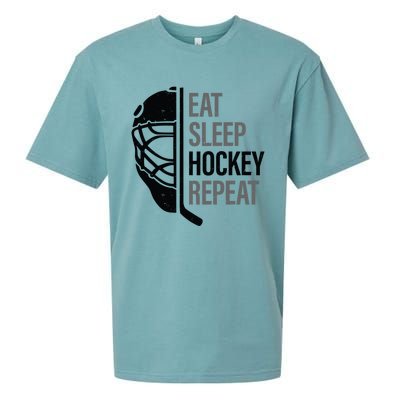 Christmas Design For Hockey Lovers Eat Sleep Hockey Repeat Funny Gift Sueded Cloud Jersey T-Shirt