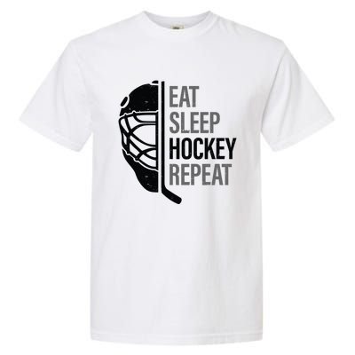 Christmas Design For Hockey Lovers Eat Sleep Hockey Repeat Funny Gift Garment-Dyed Heavyweight T-Shirt