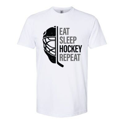 Christmas Design For Hockey Lovers Eat Sleep Hockey Repeat Funny Gift Softstyle CVC T-Shirt