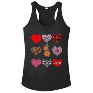 Cute Deer Funny Retro Floral Hearts Pattern Valentines Day Gift Ladies PosiCharge Competitor Racerback Tank