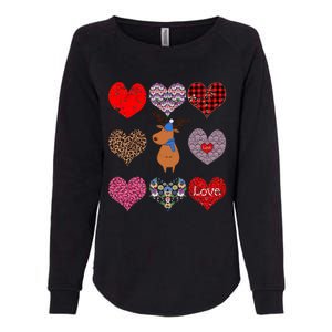 Cute Deer Funny Retro Floral Hearts Pattern Valentines Day Gift Womens California Wash Sweatshirt