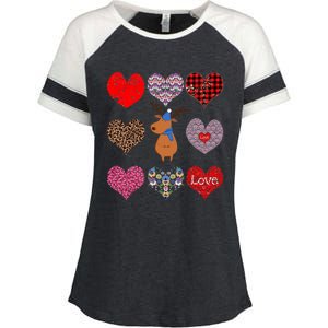 Cute Deer Funny Retro Floral Hearts Pattern Valentines Day Gift Enza Ladies Jersey Colorblock Tee