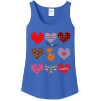 Cute Deer Funny Retro Floral Hearts Pattern Valentines Day Gift Ladies Essential Tank