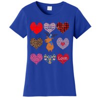 Cute Deer Funny Retro Floral Hearts Pattern Valentines Day Gift Women's T-Shirt