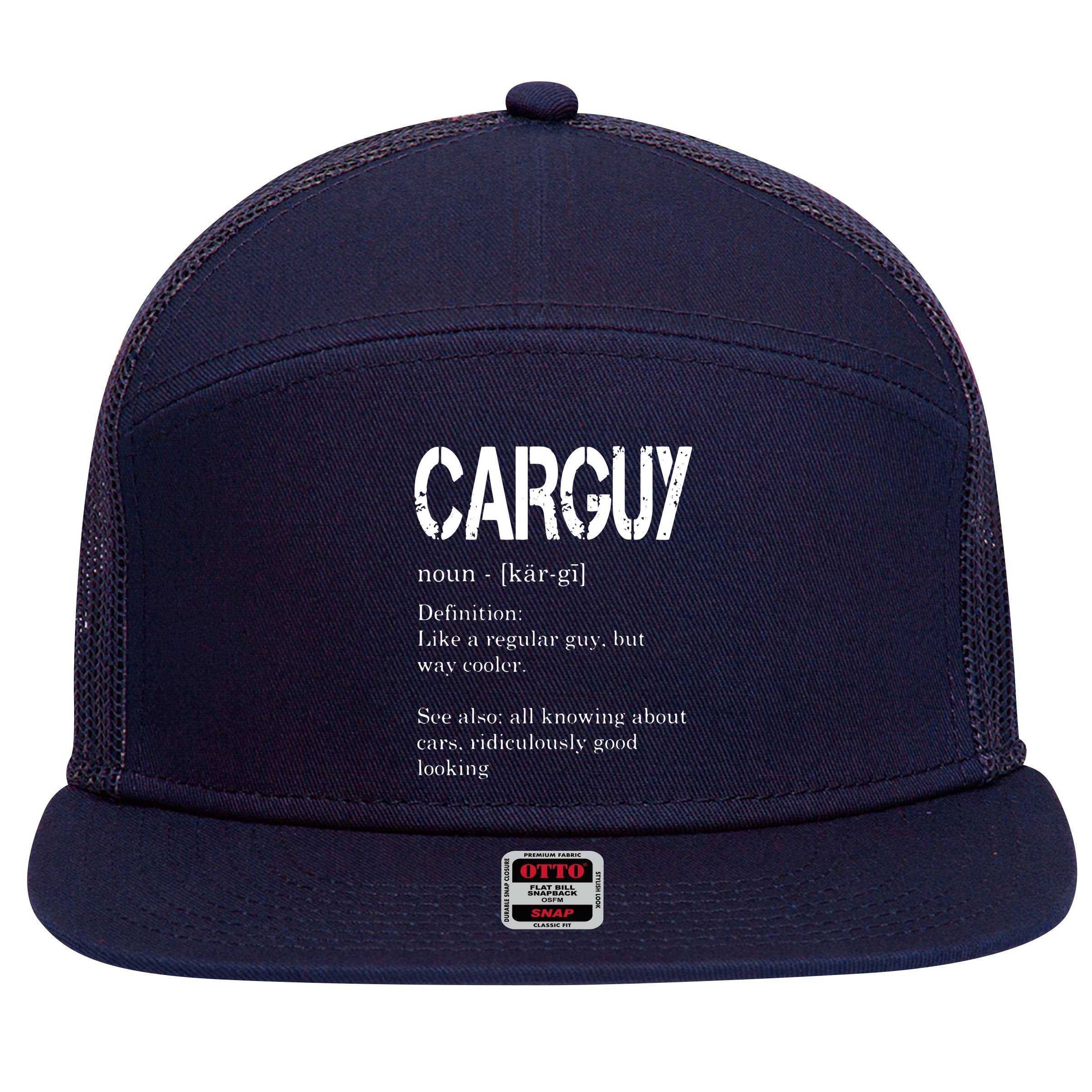 Carguy Definition Funny Car Lover Gift 7 Panel Mesh Trucker Snapback Hat