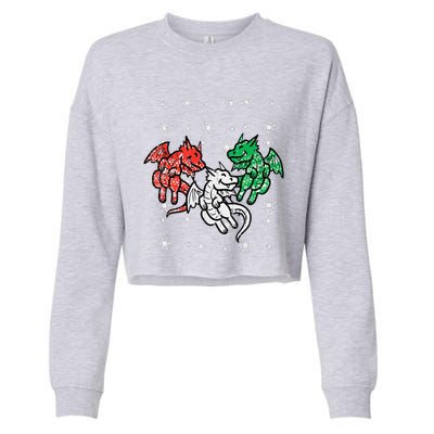 Christmas Dragons Funny Mythical Animal Funny Funny Cropped Pullover Crew