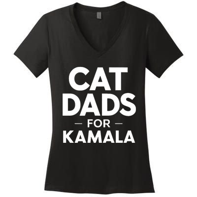 Cat Dads For Kamala President Harris Democrat Vote Blue 2024 Women's V-Neck T-Shirt