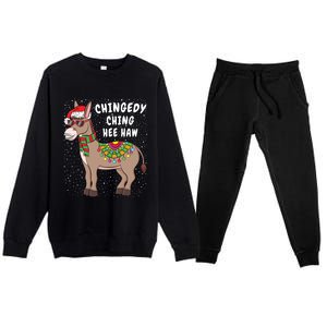 Christmas Donkey Funny American Italian Xmas Gift Premium Crewneck Sweatsuit Set