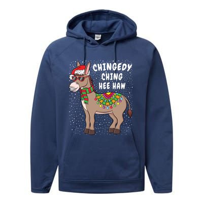 Christmas Donkey Funny American Italian Xmas Gift Performance Fleece Hoodie