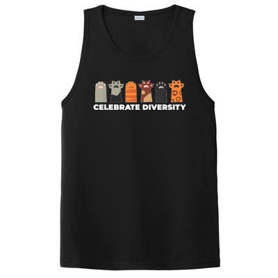 Celebrate Diversity Funny Cat Owner Gift For Cat Lover Paws PosiCharge Competitor Tank