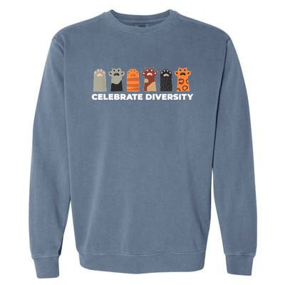 Celebrate Diversity Funny Cat Owner Gift For Cat Lover Paws Garment-Dyed Sweatshirt