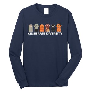 Celebrate Diversity Funny Cat Owner Gift For Cat Lover Paws Long Sleeve Shirt