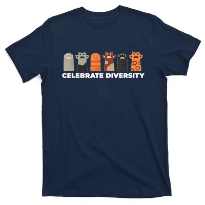 Celebrate Diversity Funny Cat Owner Gift For Cat Lover Paws T-Shirt