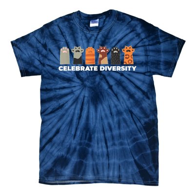 Celebrate Diversity Funny Cat Owner Gift For Cat Lover Paws Tie-Dye T-Shirt