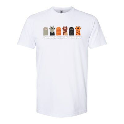 Celebrate Diversity Funny Cat Owner Gift For Cat Lover Paws Softstyle® CVC T-Shirt