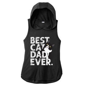 Cat Daddy Father Gift Best Cat Dad Ever Ladies PosiCharge Tri-Blend Wicking Draft Hoodie Tank