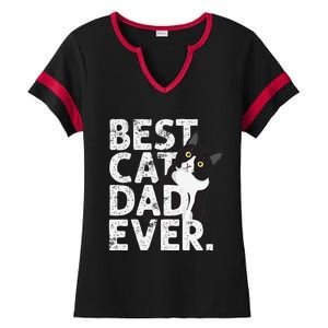 Cat Daddy Father Gift Best Cat Dad Ever Ladies Halftime Notch Neck Tee