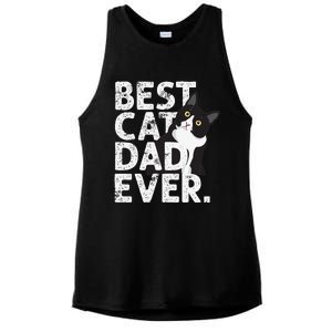 Cat Daddy Father Gift Best Cat Dad Ever Ladies PosiCharge Tri-Blend Wicking Tank