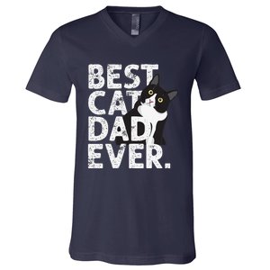 Cat Daddy Father Gift Best Cat Dad Ever V-Neck T-Shirt