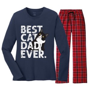 Cat Daddy Father Gift Best Cat Dad Ever Women's Long Sleeve Flannel Pajama Set 