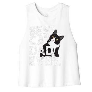 Cat Daddy Father Gift Best Cat Dad Ever Women's Racerback Cropped Tank