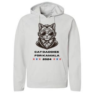 Cat Daddies For Kamala Funny Cat Dad Vote Election 2024 Performance Fleece Hoodie