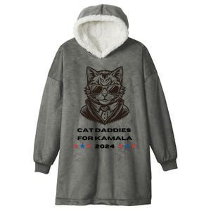 Cat Daddies For Kamala Funny Cat Dad Vote Election 2024 Hooded Wearable Blanket