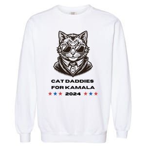 Cat Daddies For Kamala Funny Cat Dad Vote Election 2024 Garment-Dyed Sweatshirt