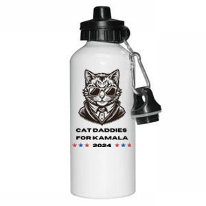 Cat Daddies For Kamala Funny Cat Dad Vote Election 2024 Aluminum Water Bottle