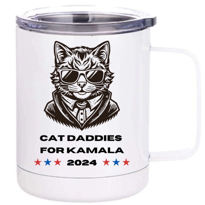 Cat Daddies For Kamala Funny Cat Dad Vote Election 2024 12 oz Stainless Steel Tumbler Cup