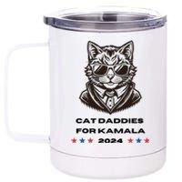 Cat Daddies For Kamala Funny Cat Dad Vote Election 2024 12 oz Stainless Steel Tumbler Cup