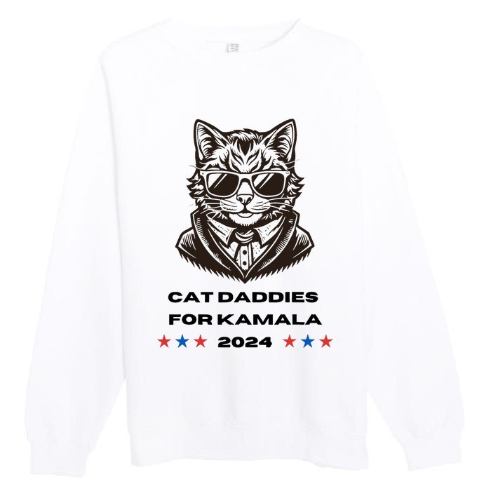 Cat Daddies For Kamala Funny Cat Dad Vote Election 2024 Premium Crewneck Sweatshirt