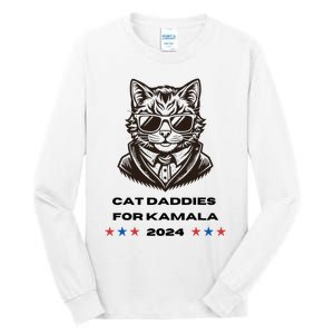 Cat Daddies For Kamala Funny Cat Dad Vote Election 2024 Tall Long Sleeve T-Shirt