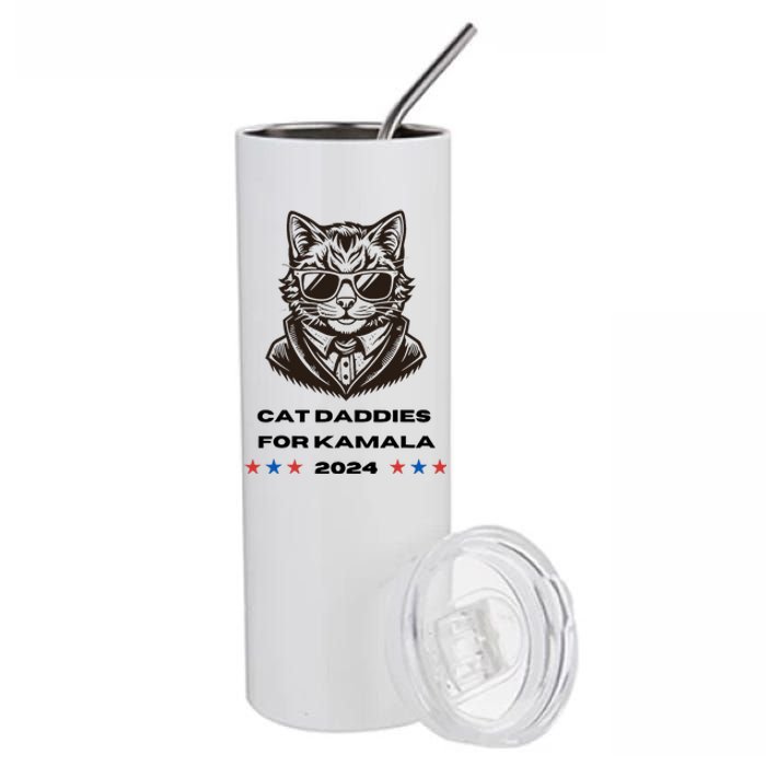 Cat Daddies For Kamala Funny Cat Dad Vote Election 2024 Stainless Steel Tumbler