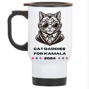 Cat Daddies For Kamala Funny Cat Dad Vote Election 2024 Stainless Steel Travel Mug