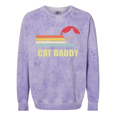 Cat Daddy Funny Vintage Style Cat Retro Distressed Colorblast Crewneck Sweatshirt