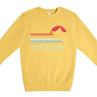 Cat Daddy Funny Vintage Style Cat Retro Distressed Premium Crewneck Sweatshirt